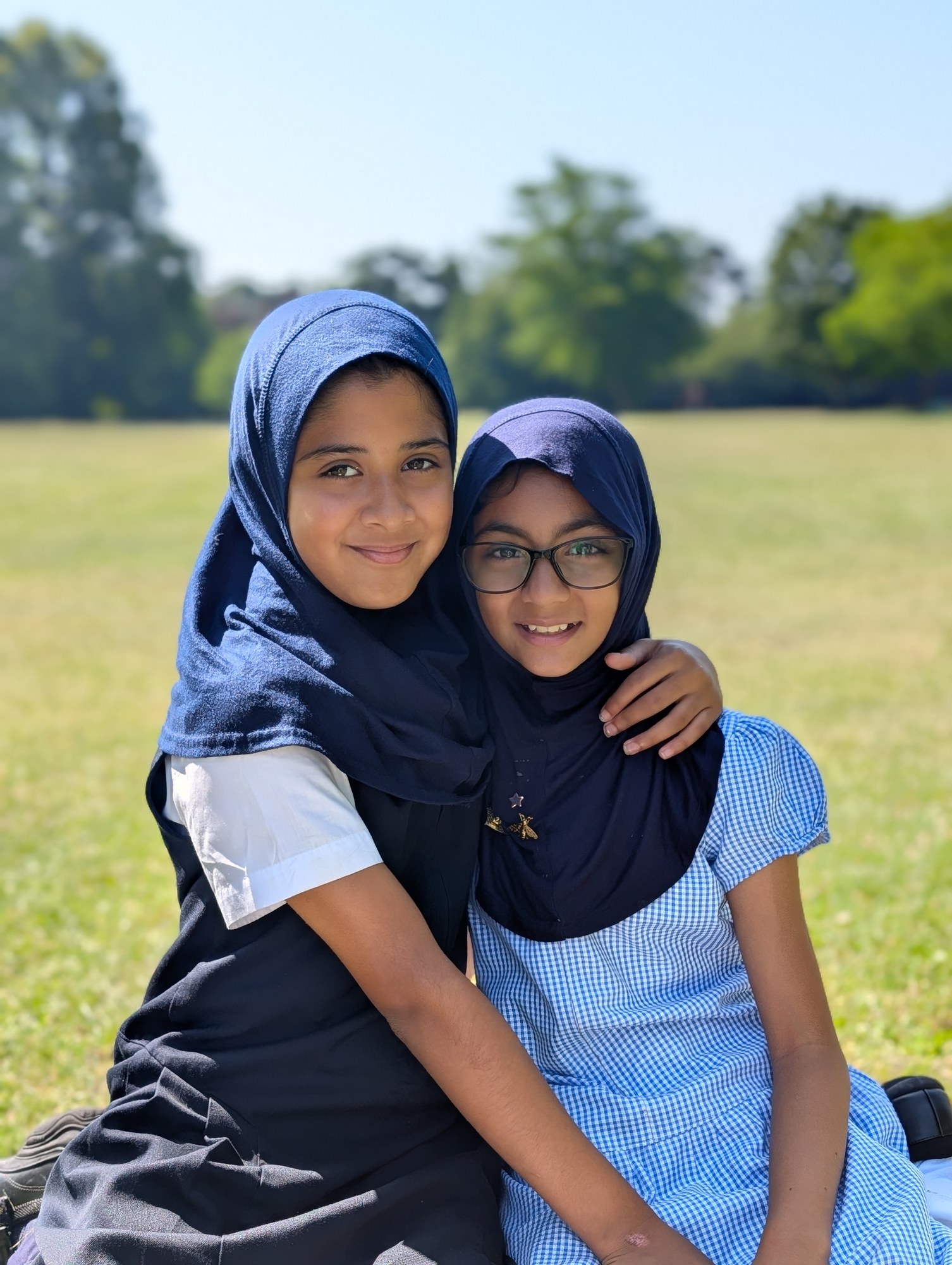 Two Oakwood pupils on the school field